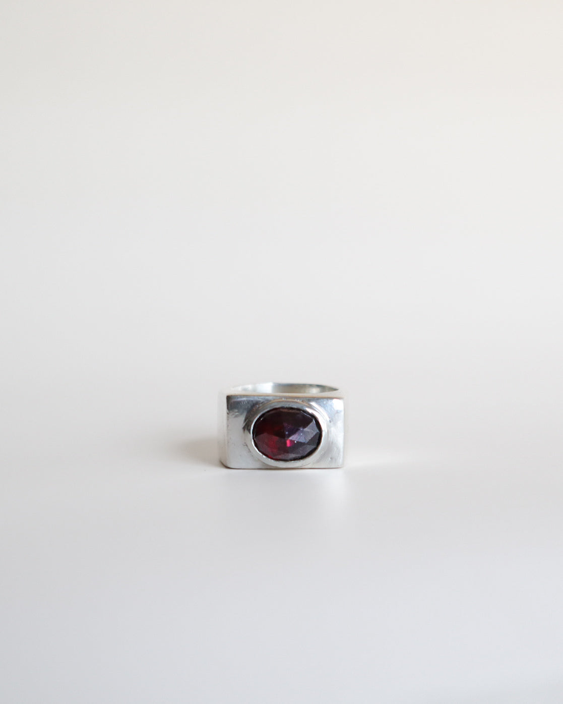 Garnet Blocky Signet Ring