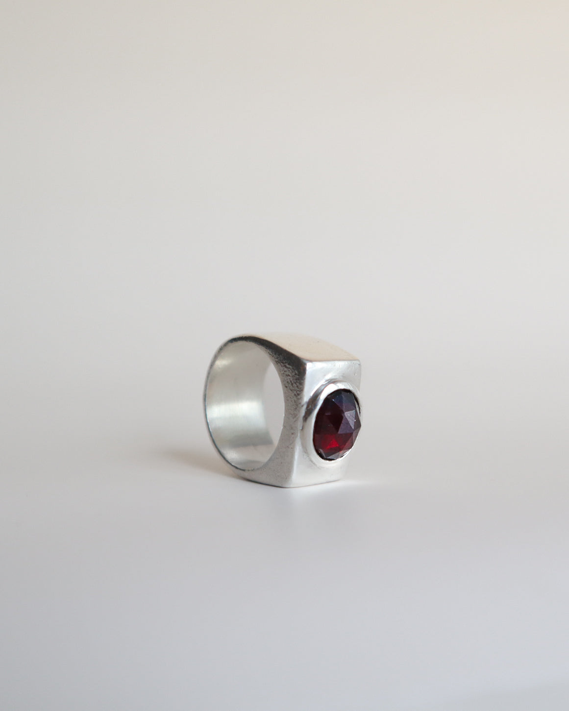 Garnet Blocky Signet Ring