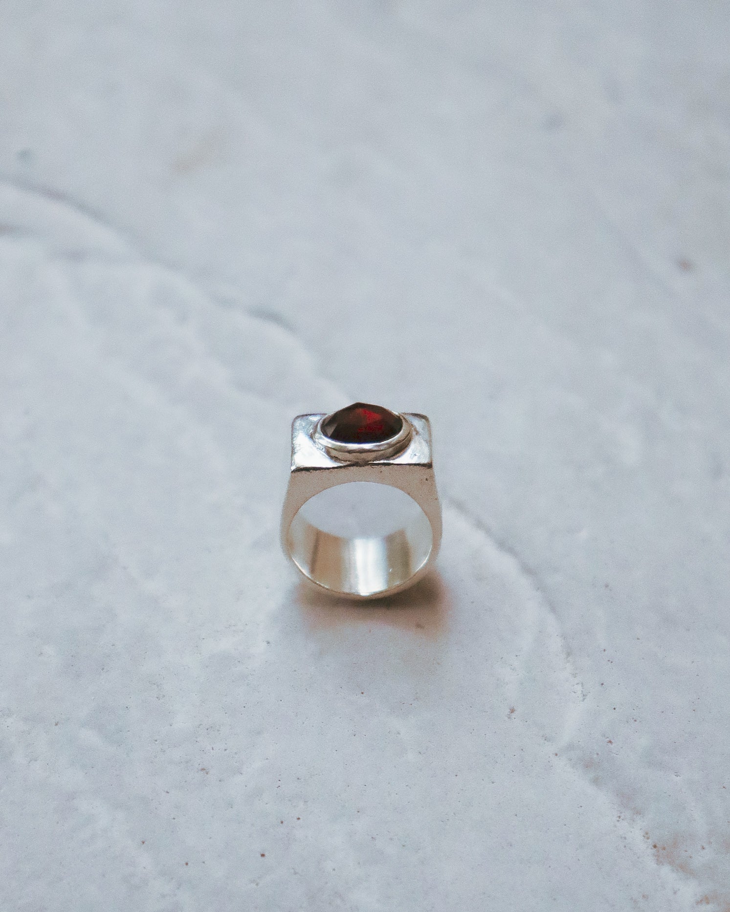 Garnet Blocky Signet Ring